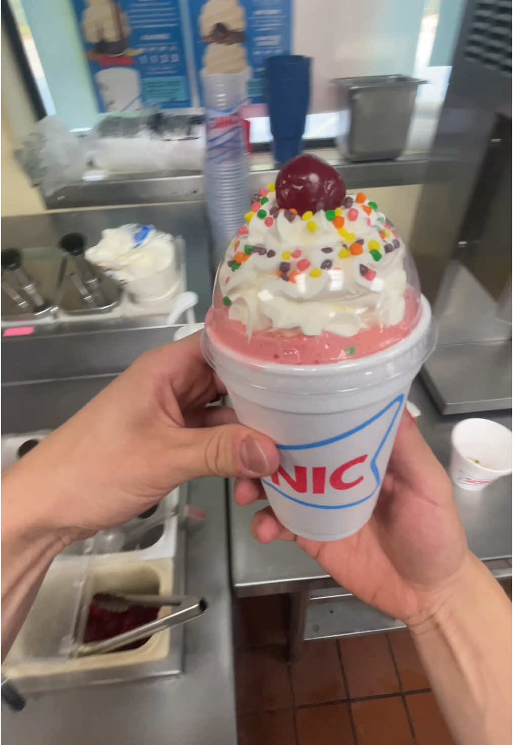 Real Cherry Cream Slush 🍒🥤🥶#fypviral #papasfreezeria #pov #fyp #milkshake #foryou #cherry 