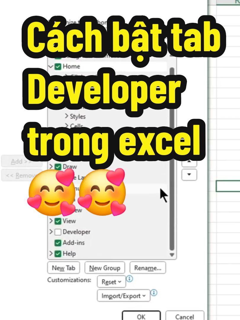 Cách bật tab Developer trong excel 🥰🥰🥰 #sachtin #tinhocvanphong #sachexcel #combosachtinhocvanphong #sachword #wordtips #wordnangcao #word #tinhoc #tinhocvanphongonline #hoctinhocvamphong #sachhoctinhoc #hocexcel #sachhoctinhoc #excel #exceltips #hocexcelonline #bosachtinhocvanphong 