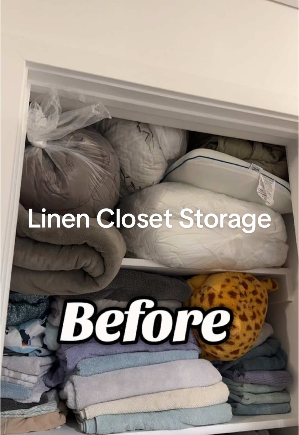 I’ve been wanting these bags and I finally got them they made so much extra space in my linen closet #storagehacks #linencloset #storage #vacuumseal #vacuumbag #spacesaving 