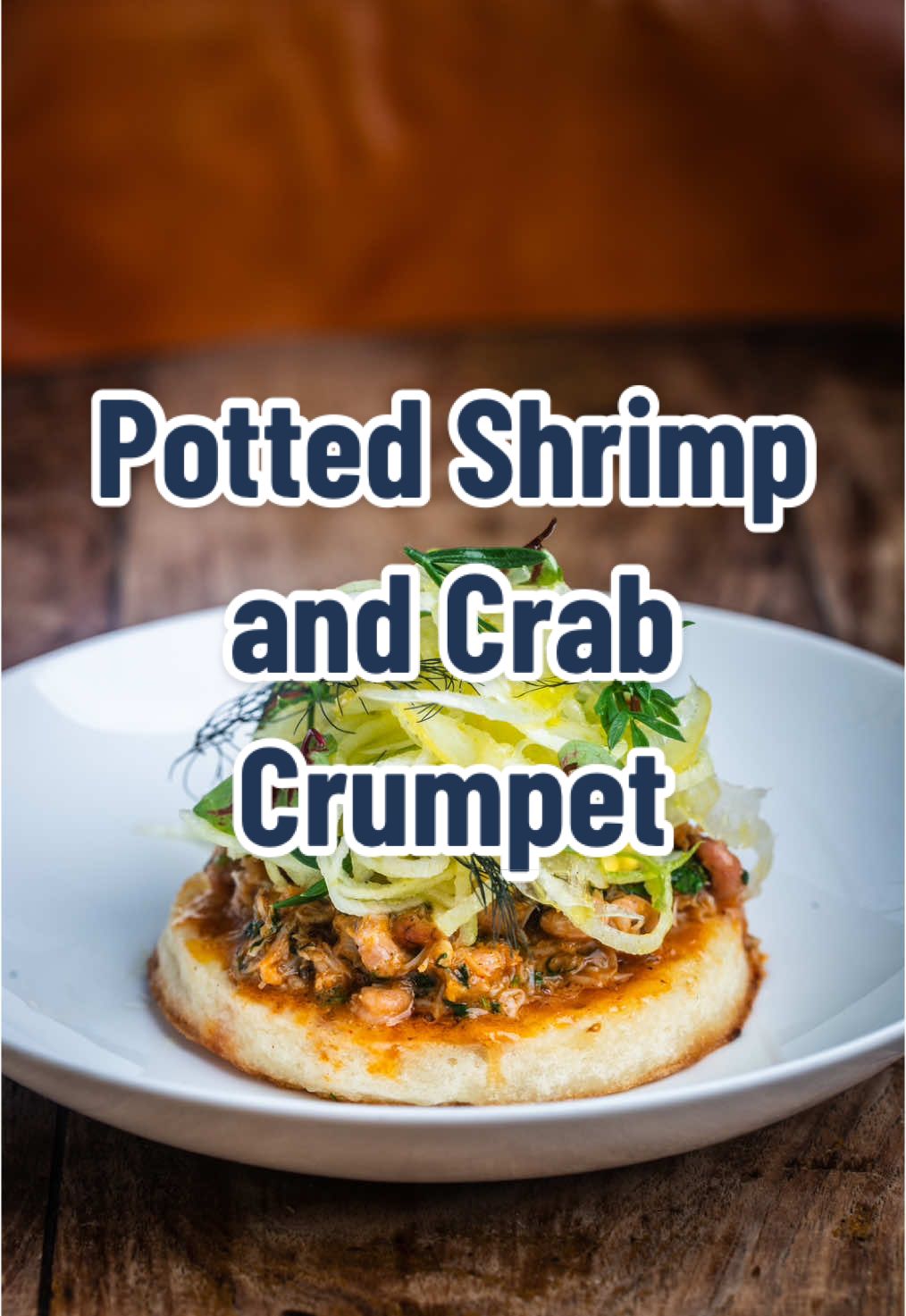 Our twist on a classic Potted Shrimp and Crab Crumpet 🍤🦀 Topped with spiced shrimp butter, potted shrimp and crab, lime pickle puree, apple fennel salad, and finished with a drizzle of rapeseed oil for the perfect bite Availabe at Fallow Crumpet recipe below ⬇️ Makes 30 Crumpets  300ml	Water 1200ml	Milk 96g	Fresh yeast 24g	Sugar 24g	Salt 12g	Bi carb sodium 1000g	T45 flour 	 	 1.    Warm up water and milk, ensuring it doesn't go above 40°C  2.    Add in the Yeast and leave in a warm place for 45 minutes to get the yeast working 3.    Mix all dry together and incorporate the wet. Mix well for approx. 5 minutes until it is at ribbon stage to work the gluten in the flour and help get structure 4.    Leave to prove for 2 hours at room temp. you should see loads of small bubbles form 5.    Using a ladle and circular moulds, place them on a griddle with oil and leave to cook all the way through. Then flip for 30 seconds. 6.    Once cool, they can be kept for up to 3 days or kept frozen for up to a month   7.    Mix can be made and left to prove in fridge over night and cooked in the morning