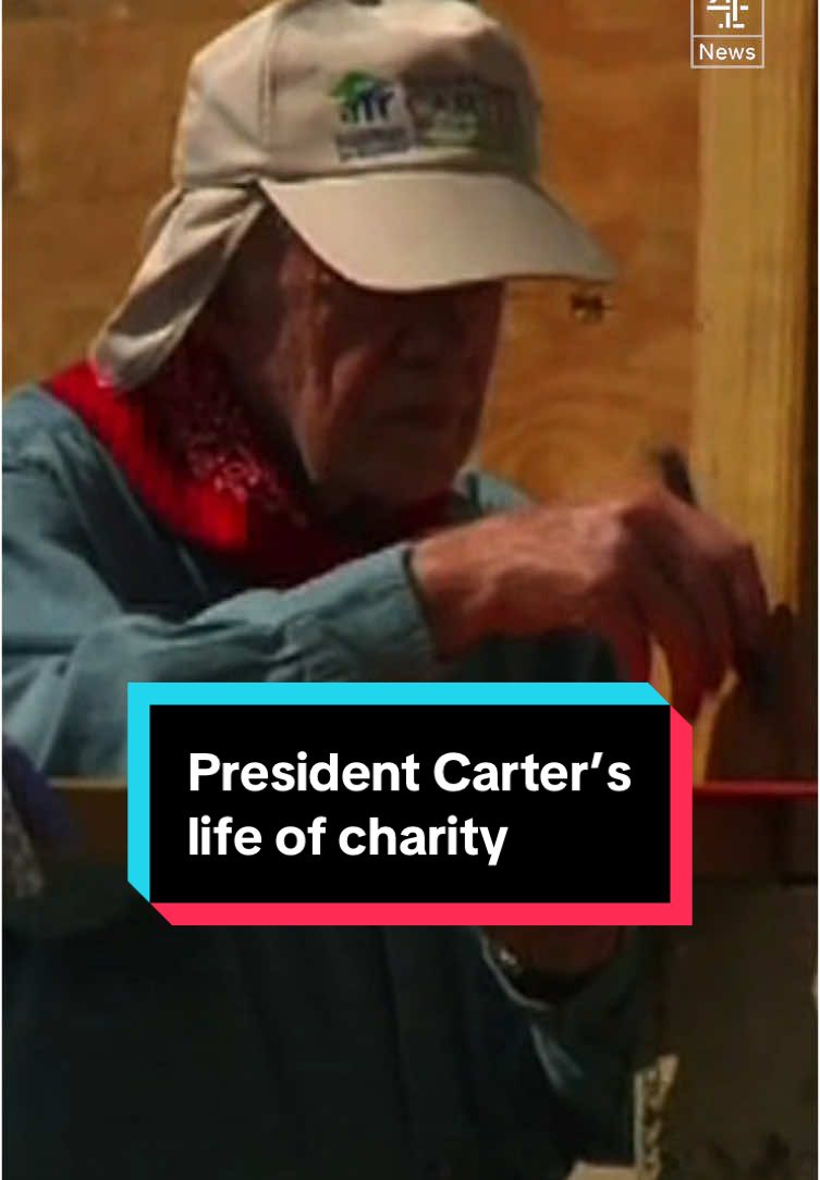 Former President Jimmy Carter has died aged 100. This is how he built homes for those in need, even into his 90s. #JimmyCarter #Carter #PresidentCarter #HabitatForHumanity #RossalynCarter #US #USNews #America #AmericaNews #C4News