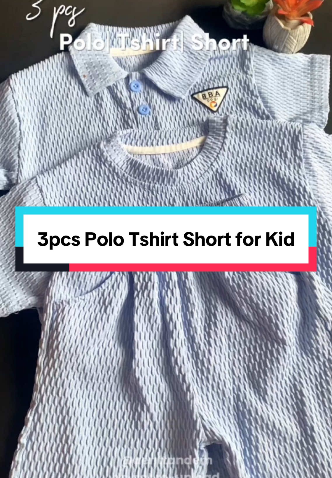 Ang gandaaa nito 3pcs Polo Tshirt Short for Kids #aenttandem #kidsoutfit #outfitset #OOTD #kidsfashion 