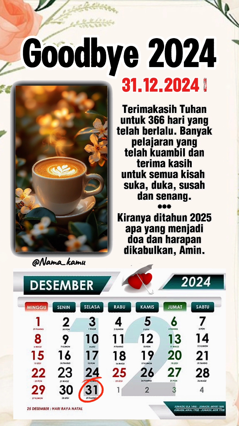 Selamat Tinggal 2024 . . . . . .  #goodbye2024 #welcome2025 #hello2025 #happynewyear #templatecapcut    #template #rohani_kristen  #ayatalkitab  #rohanikristen  #inspirasikristen #fypシ #fypdong  #saatteduh #31desember2024   #katakatakristen #doakristen  #lagurohani #musikrohani #storywa  #dedikawan #capcut #CapCut 