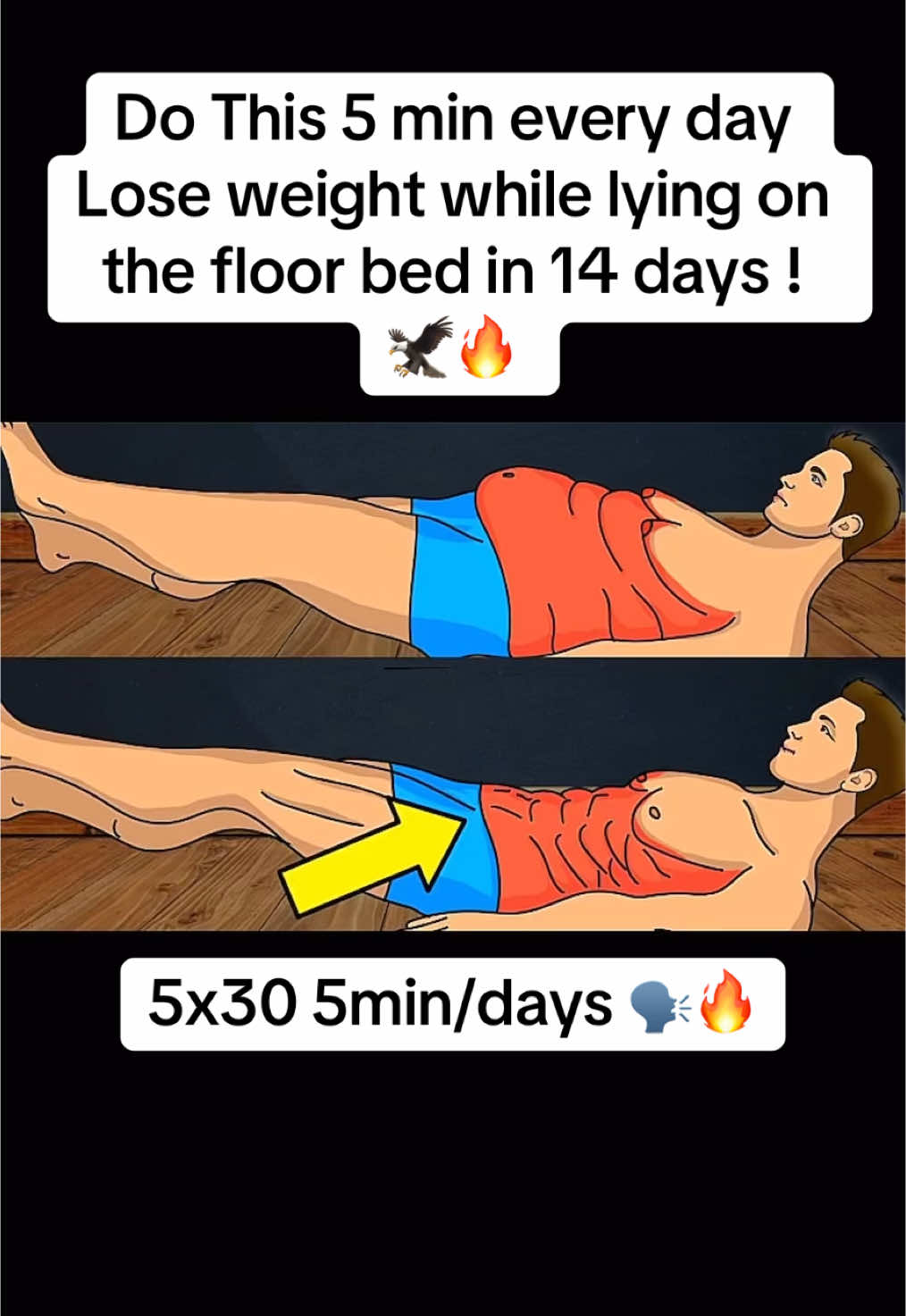 Do his 5 min every day Lose weight while lying on the floor bed in 14 days #workout #Fitness #bellyfat #absworkout #workoutfitness #gymmotivation #GymTok 