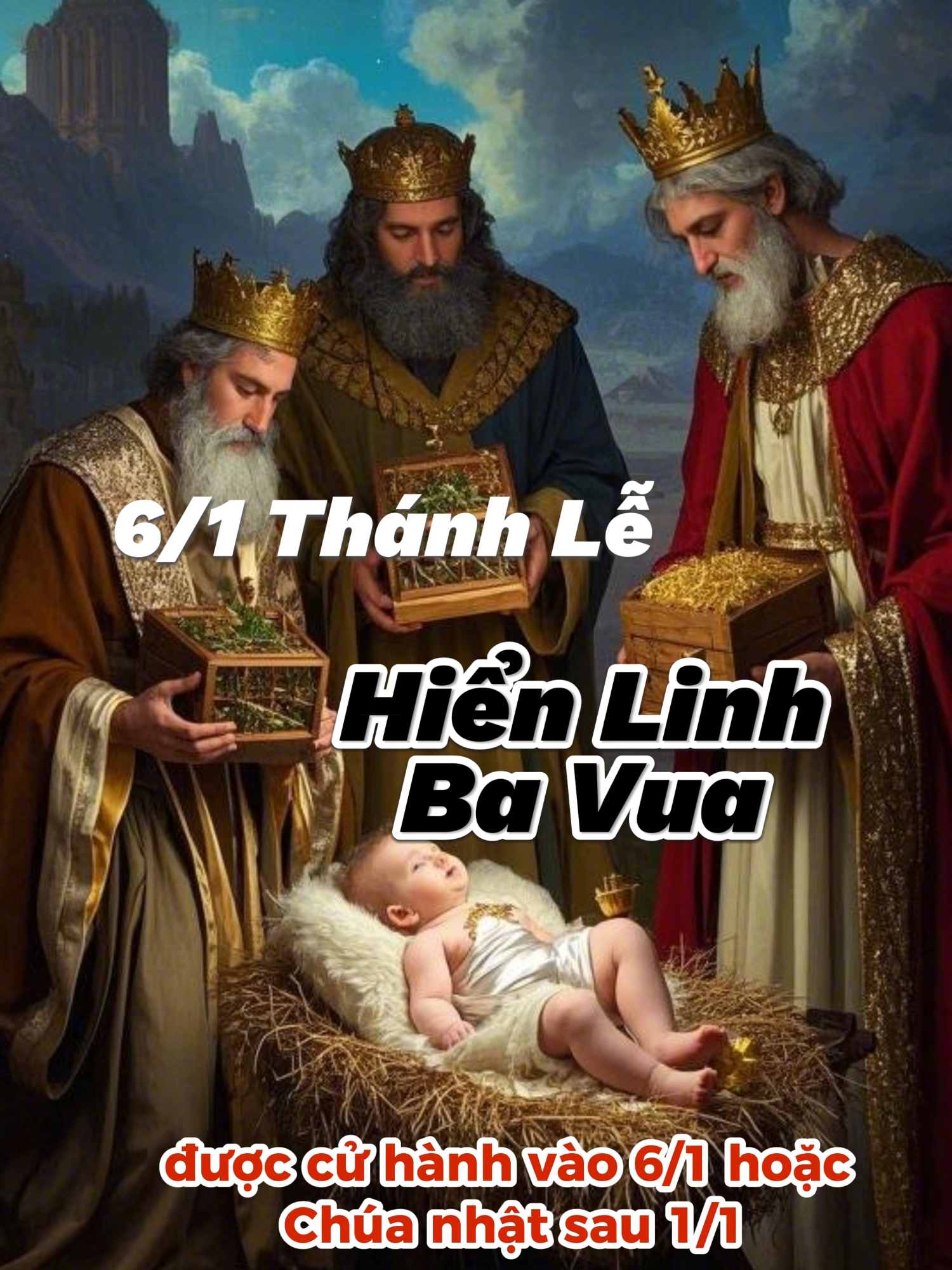 Lễ Hiển Linh (còn gọi là Lễ Ba Vua) được cử hành vào ngày sáu tháng một (hoặc Chúa Nhật sau ngày mồng một tháng một) để kỷ niệm sự kiện Ba Nhà Đạo Sĩ từ phương Đông đến thờ lạy Chúa Giêsu, Đấng Cứu Thế. #LễHiểnLinh #LễBaVua #BaNhàĐạoSĩ #PhươngĐôngChiêmBái #ThờLạyChúaHàiNhi #NgàySáuThángMột #ĐấngCứuThế #ÁnhSaoLạ #bavua #nhathovinhthuy #gxvt2024 #giaoxuvinhthuy #giangsinhanlanh #giangsinh