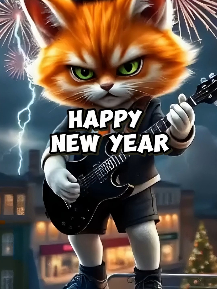 Thunderstruck Happy New Year - AC/DC  #rock #cats #happynewyear  #acdc #thunderstruck 