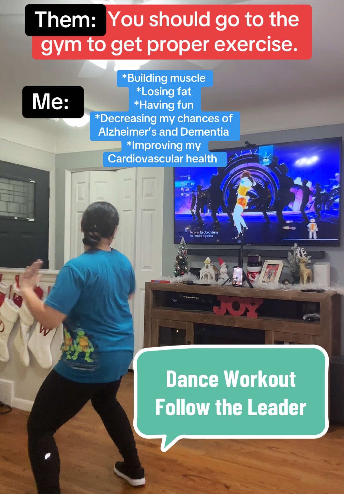 I’m not saying the gym is bad. I’m just saying the gym isn’t the only way to get a good workout. 💃 Fun Fact: Dancing can improve your memory, boost your mood, aid social bonding, and produce endorphins. It will also increase your flexibility, strength, coordination, and cardio fitness. #dancefitness #danceworkout #workoutmotivation #justdance #weightlossmotivation #athomeworkouts #100lbsdown #plussizeworkouts