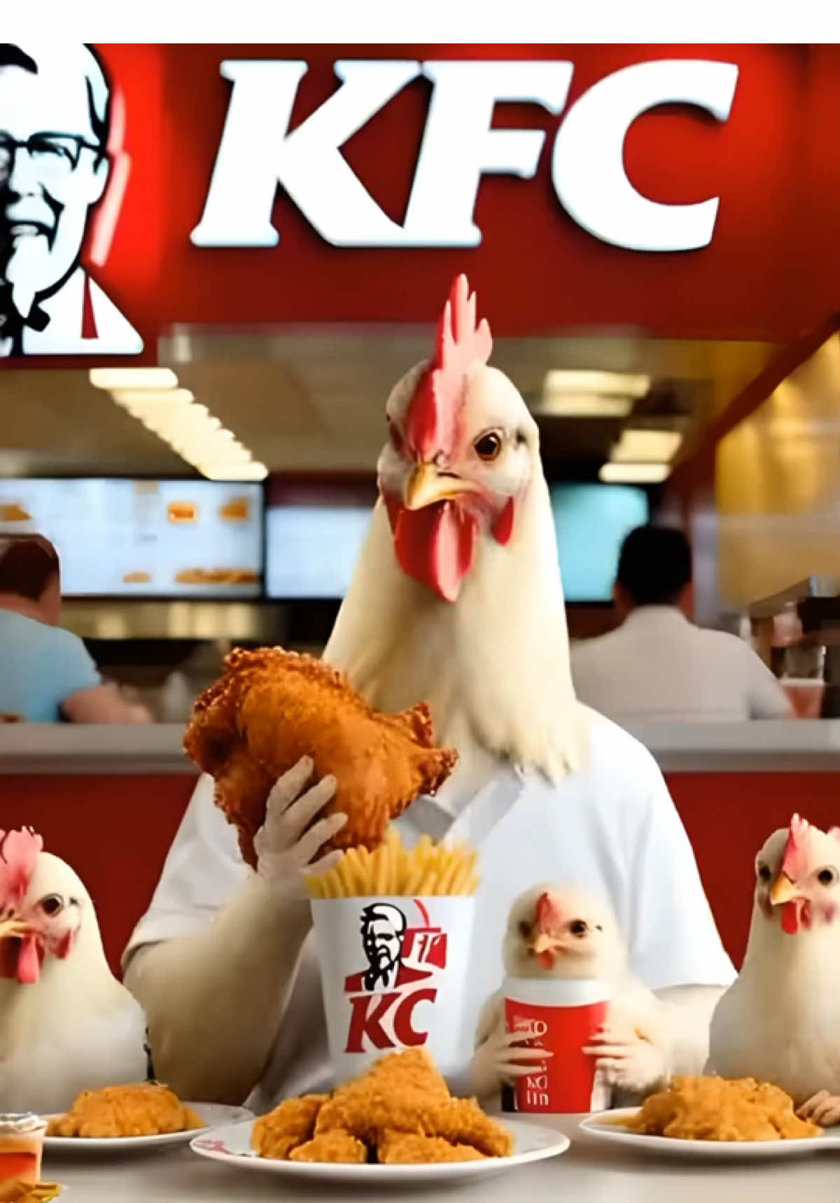 Chiken Eating KFC 👀 #foryou #fyp #foryoupage #aitool #ai #aivideo #chiken #kfc 