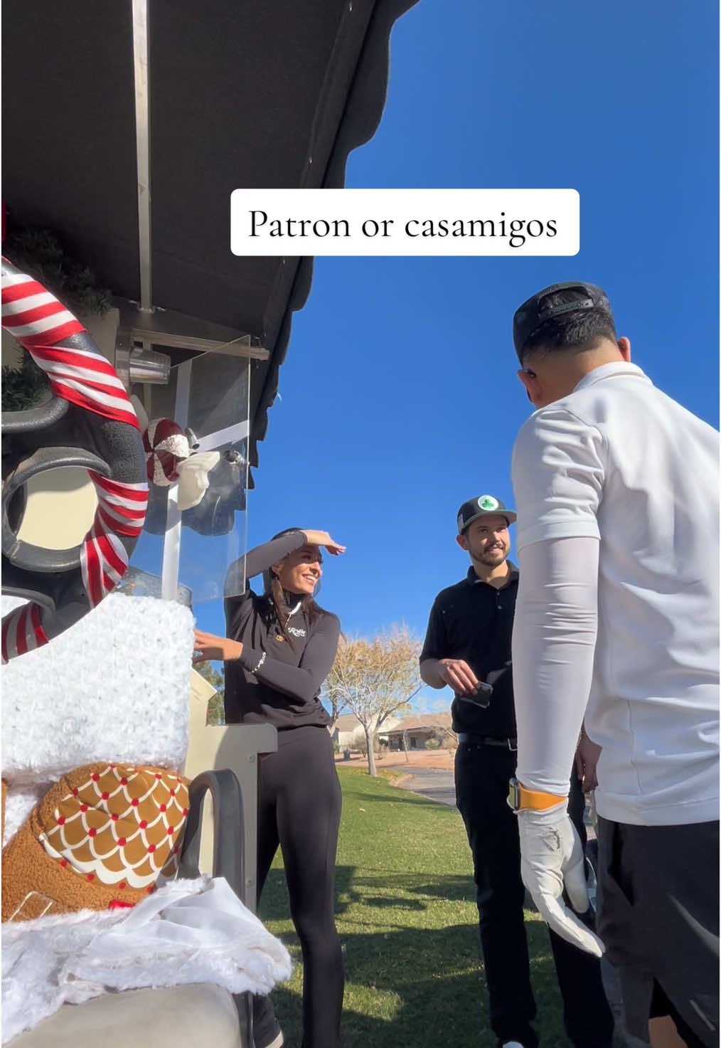 There is only one right answer🙊😉 #golf #golfing #golfer #mengolfthings #golftiktok #golftok #vegas #lasvegas #bevcart #cartgirl #sport @Patrón Tequila 