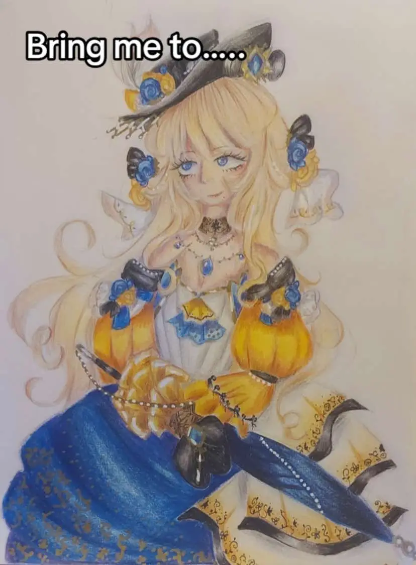 My gorgeous cousin @idkmiko did the first drawing of my Navia cosplay!! Please go follow her she’s about to open commissions ‼️💙💙#artist #naviadrawing 