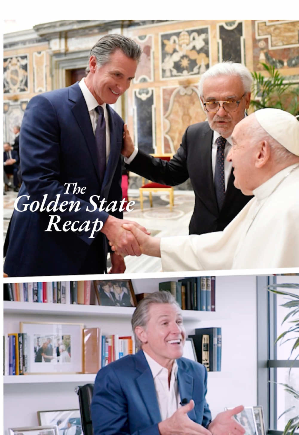 Met with His Holiness #PopeFrancis this year to discuss climate change — not sure it gets any better than that. Watch the full Golden State Recap now 🔗 Link in my bio. #California #News #Politics #GavinNewsom #Newsom #Climate #ClimateAction #TheGoldenStateRecap