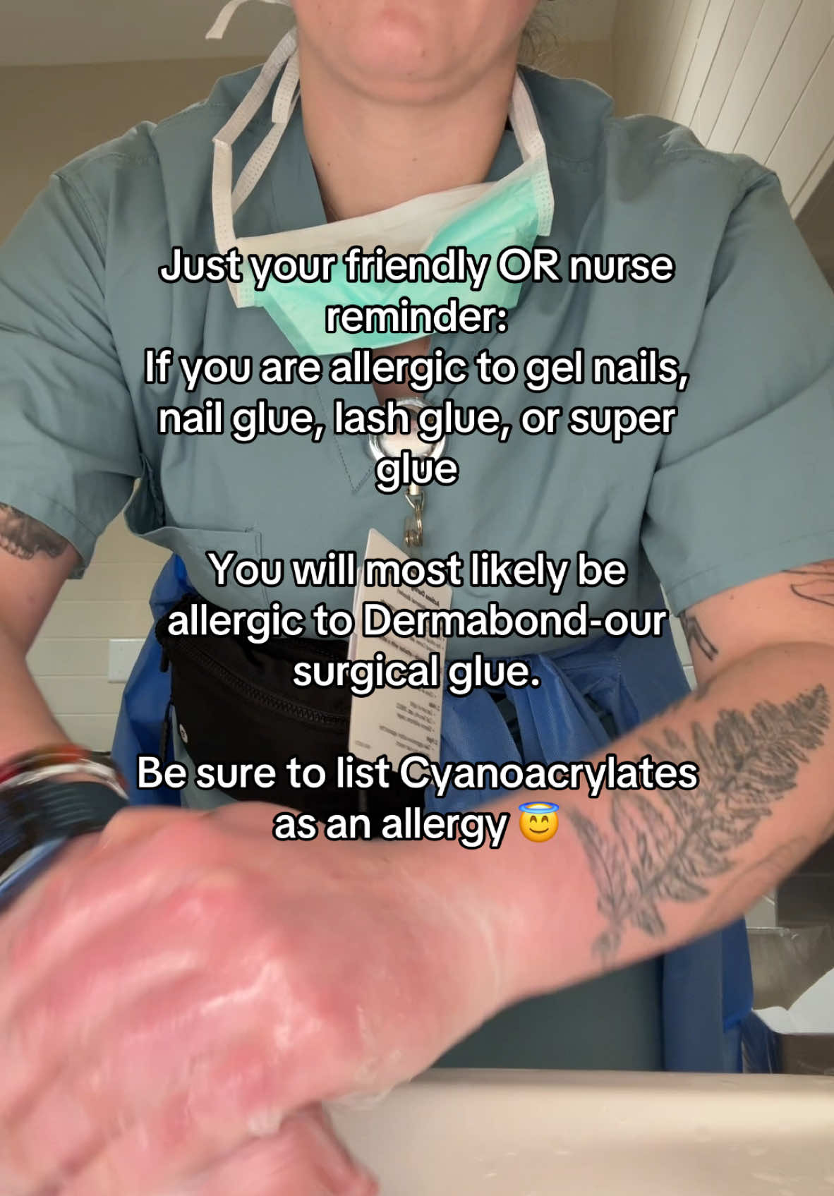 These all have cyanoacrylates so if you’re allergic to one you’re most likely allergic to all of them! #nursesoftiktok #travelnurse #ornurse #surgery #cyanoacrylate #gelnailallergy 