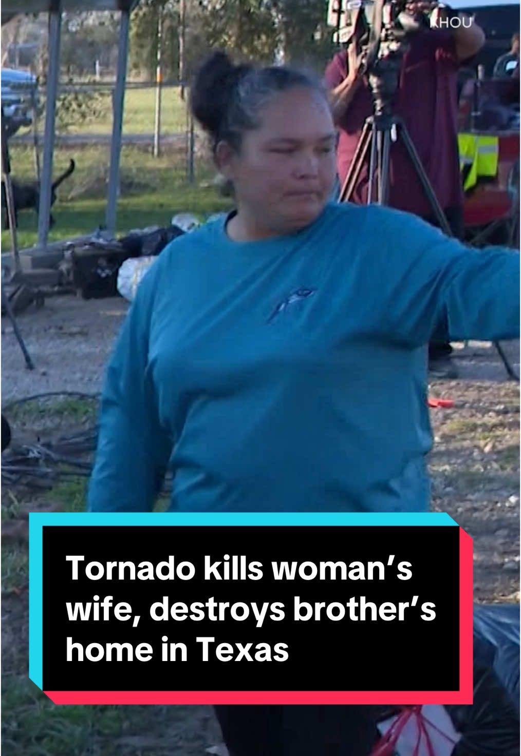 A tornado swept through Stafnie Brown’s home, killing her wife — and then destroyed the house her brother, his wife and their two kids lived in as well, after they had already survived three hurricanes. “I tried to do CPR, but she was already gone,” Brown said of the moment she found her wife Jamie’s body. “…I still think I’m going to wake up in the middle of the night and she’s there … but it’s not going to happen.” #texas #tornado #weather #alvintx #alvintexas 