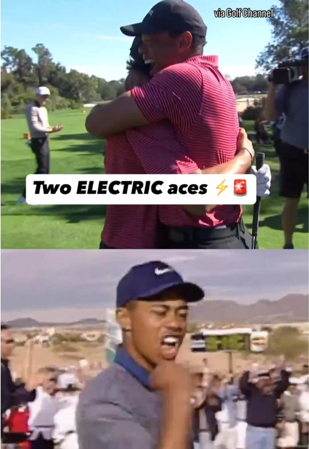 Like father, like son 😎 Celebrating Tiger Woods’ 49th Birthday with two of the most exciting holes-in-one on TV ever. 🐅🐐 #golf #fyp #holeinone #ace #PGATOUR #tigerwoods #charliewoods #fatherson 