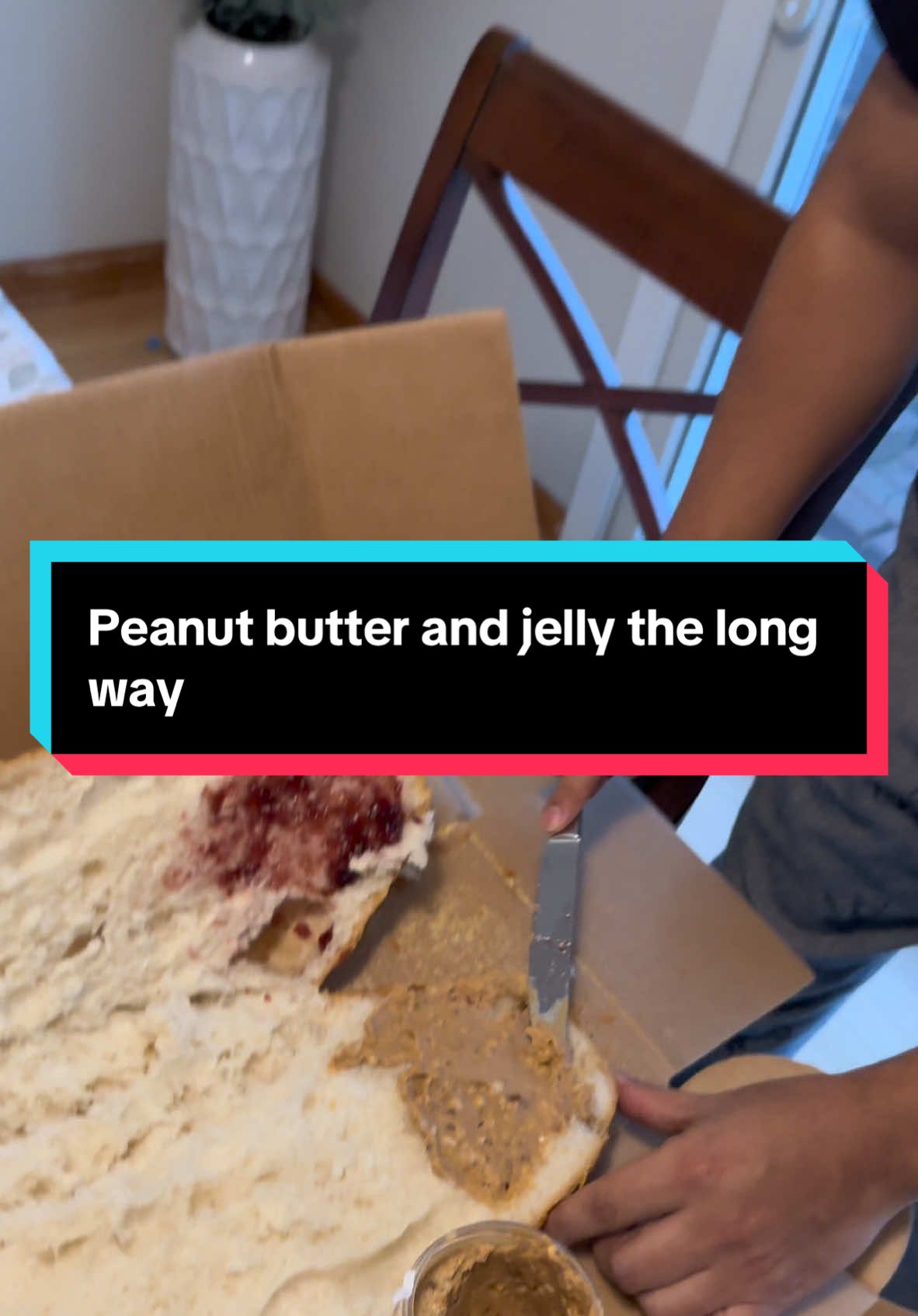 Peanut butter and jelly the loooooong way #turano #turanobread #peanutbutterandjellythelongway #melayingdown 