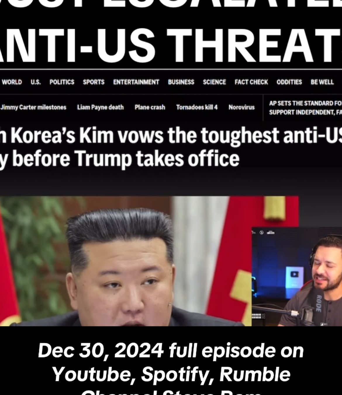 News: North Korea escalates anti-American threats (Dec 30, 2024 full episode on Youtube, Spotify, Rumble - Channel Steve Ram) #news #northkorea #breakingnews #steveram #fy #fyp 