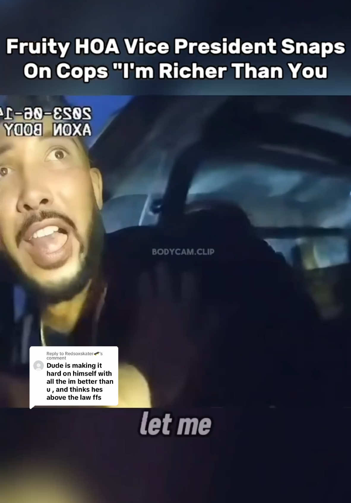 Replying to @Redsoxskater🛹 The man continues to tell the officers that he is the president of the HOA after they got a call of a disturbance occurring at an HOA election night meeting. Do you think he lost the election? #fypツ #bodycamera #copcam #entitledpeople 