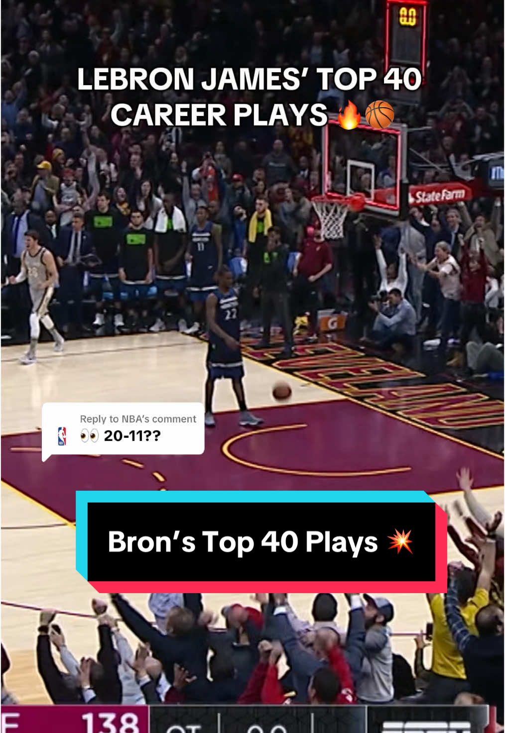 Replying to @NBA LeBron is on 🔥🔥🔥. Only ten more to go 👀 #NBA #Basketball #LebronJames #Lebron #NBAHighlights 