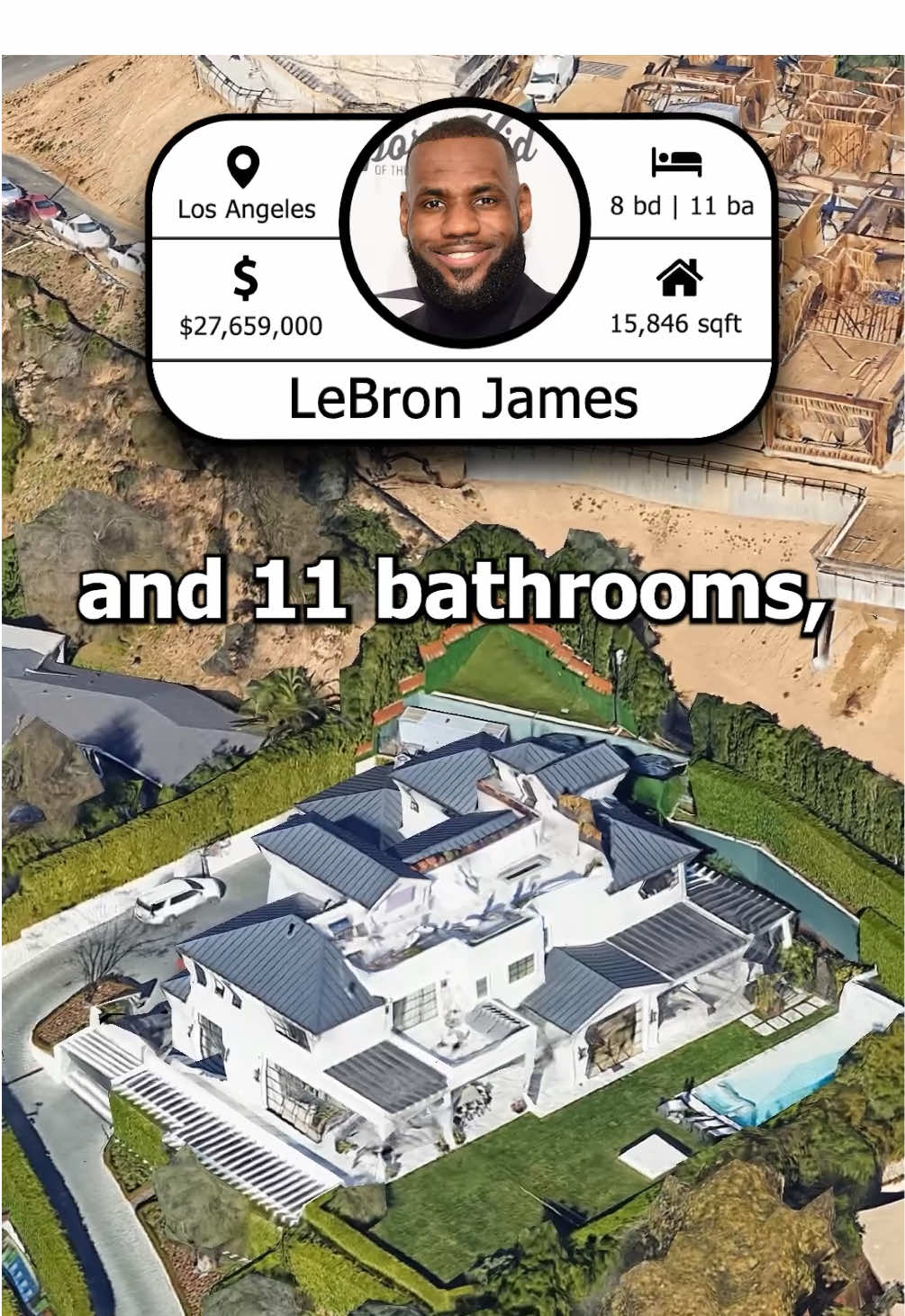 Today is LeBron James’ 40th birthday. This is his house in California valued at $27M #lebronjames #celebrity #athlete #NBA #basketball #lakers #losangeleslakers #foryoupage #foryou #fyp #house 