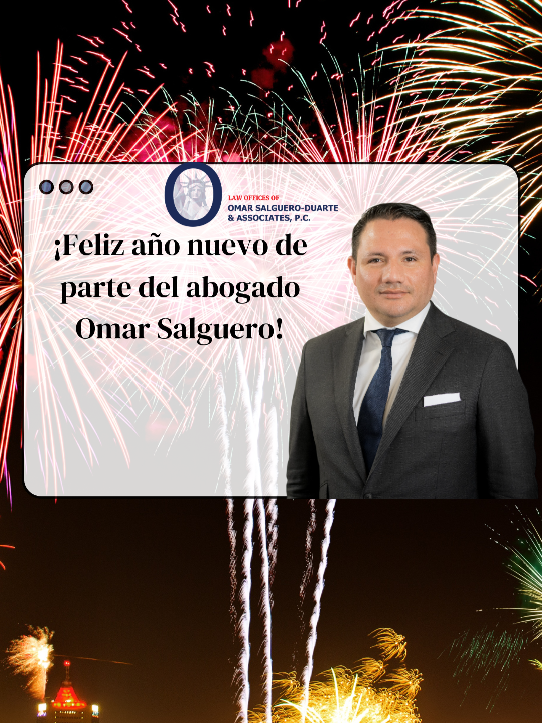 ✨ ¡Feliz Año Nuevo! 🎉  Les deseamos un próspero 2025. 💼🌍 Este año, nuestro equipo está comprometido a apoyar a nuestra comunidad, acompañándolos en cada paso de su camino migratorio. ¡Hagamos realidad sus sueños juntos! 💪💙 #FelizAñoNuevo #AbogadoDeInmigración #ApoyoALaComunidad#NuevasMetas #TrabajoEnEquipo  -- ✨ Happy New Year! 🎉  Wishing you all a prosperous 2025! 💼🌍 This year, our team is committed to standing by our community, guiding you through your immigration journey every step of the way. Let’s make your dreams a reality together! 💪💙 #HappyNewYear #ImmigrationLawyer #CommunitySupport #NewYearNewGoals #Teamwork  -- ¿Tiene alguna pregunta? Llámanos al 📞 : (815)446-0770 🗺️ : Chicago- Rockford - Aurora, IL Nuestro sitio web: 📎: https://omarsalguerolaw.com/ Síguenos en las redes sociales: Facebook: https://www.facebook.com/abogadomar Instagram: @omarsalguero_law