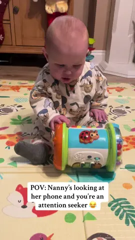 Does anyone elses baby do a little fake cough to try and get people’s attention? 😂 my mum was texting and he kept looking directly at her doing this and he often does things like this 😂 #fyp #foryou #mumsoftiktok #bornin2024 #babiesoftiktok #babytoy #cough #attentionseeker #funny #cute #fakecough #scream #playing #mybaby 