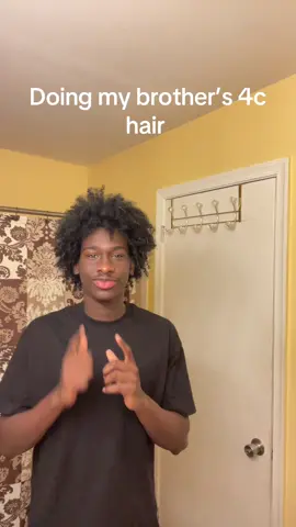 This video is my attempt to do my little brothers 4c hair. I basically did my curly hair and his hair step by step.  Started off by shampooing getting rid of all the dirt Then detangling his hair  Apply Hair masque for 15 mins  Leave in conditioner  Apply mousse  That’s it. Make sure to take care of your hair guys  @As I Am 