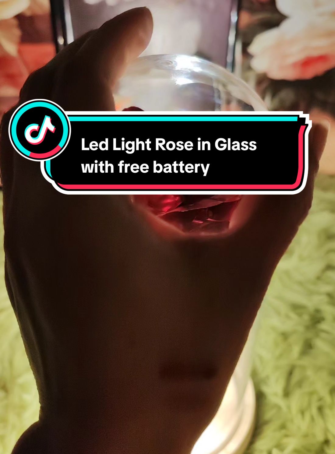 Led Light Rose in Glass with free battery perfect for gift idea #roseinglass #ledlightrose #homedecor #trending 