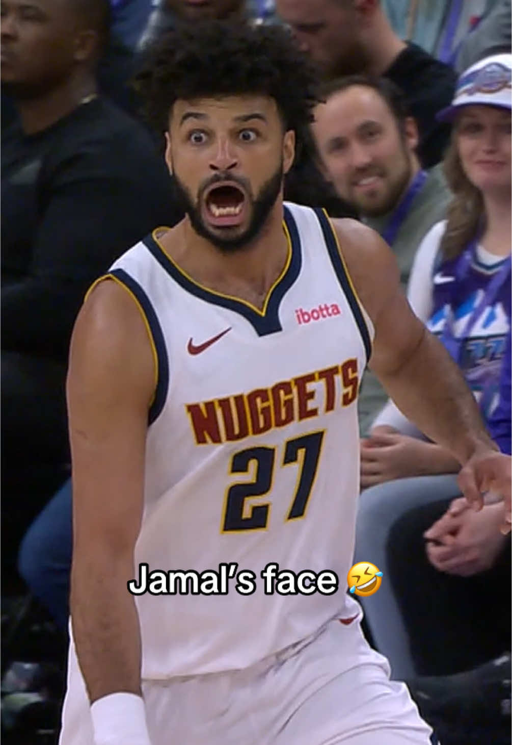 Jamal Murray got so excited for alley oop 😭😮 #NBA #nuggets #jamalmurray 