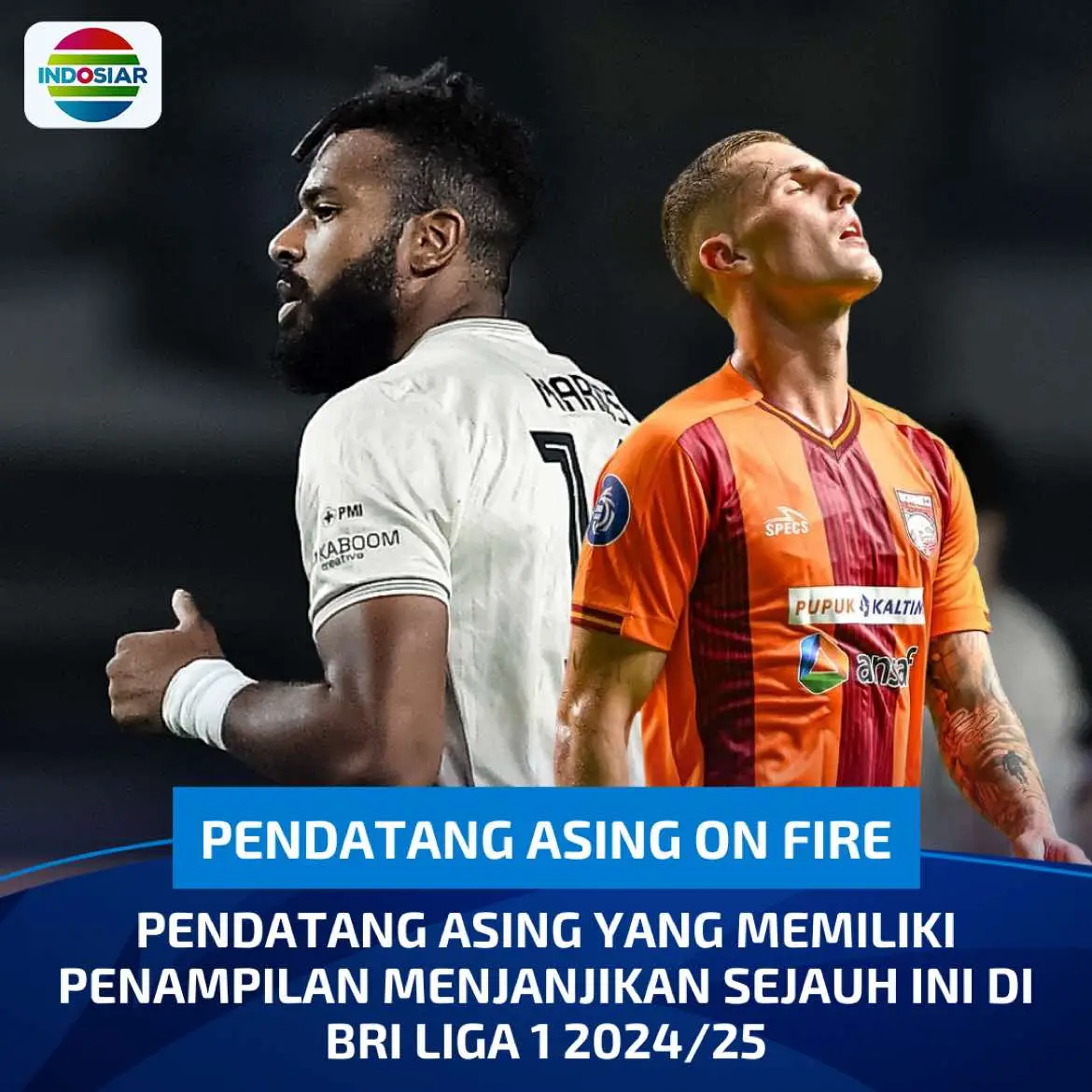 PENDATANG ASING SEDANG ON FIRE🔥 Beberapa nama pemain pendatang asing diatas sedang memilikin performa yang sangat baik bersama klubnya masing-masing di BRI Liga 1 2024/25. Siapakah yang paling on fire di tahun 2024 nih?🤔 #BRILiga1 #IndosiarSports #IndosiarRumahSepakbolaIndonesia #BRIMoMudahSerbaBisa 