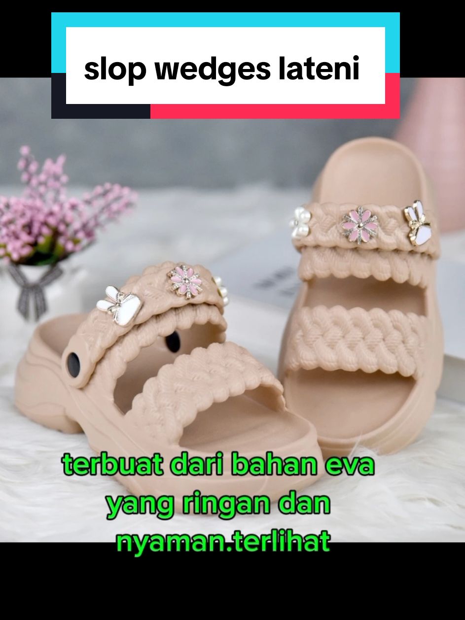 slop wedges wanita nyaman dan empuk #slopantisip #slopwedgeslateny 