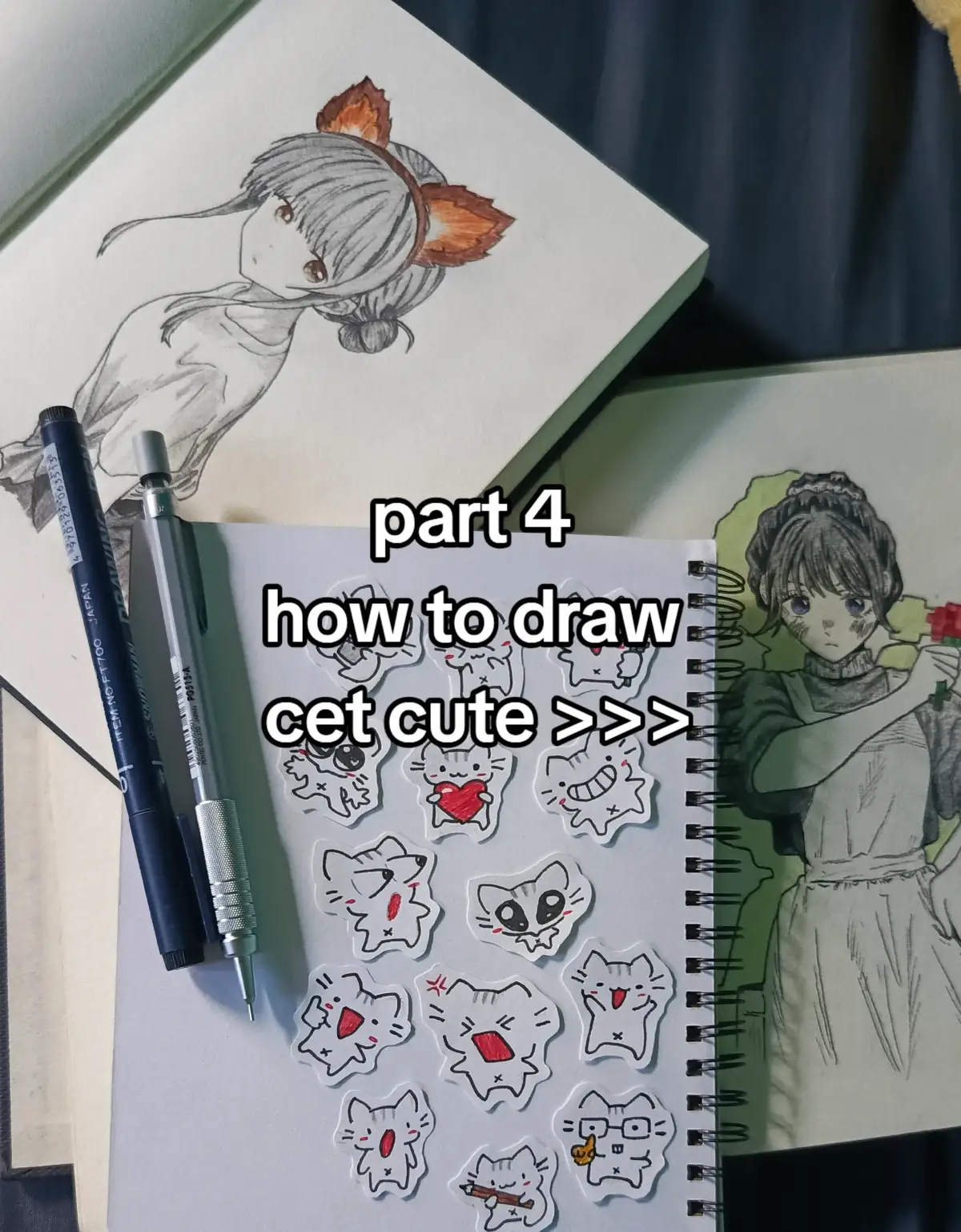 #part 4 #fyp #cat #cute #foryoupage #how to draw cat cute #4u #pen #drawingcat #fypシ 