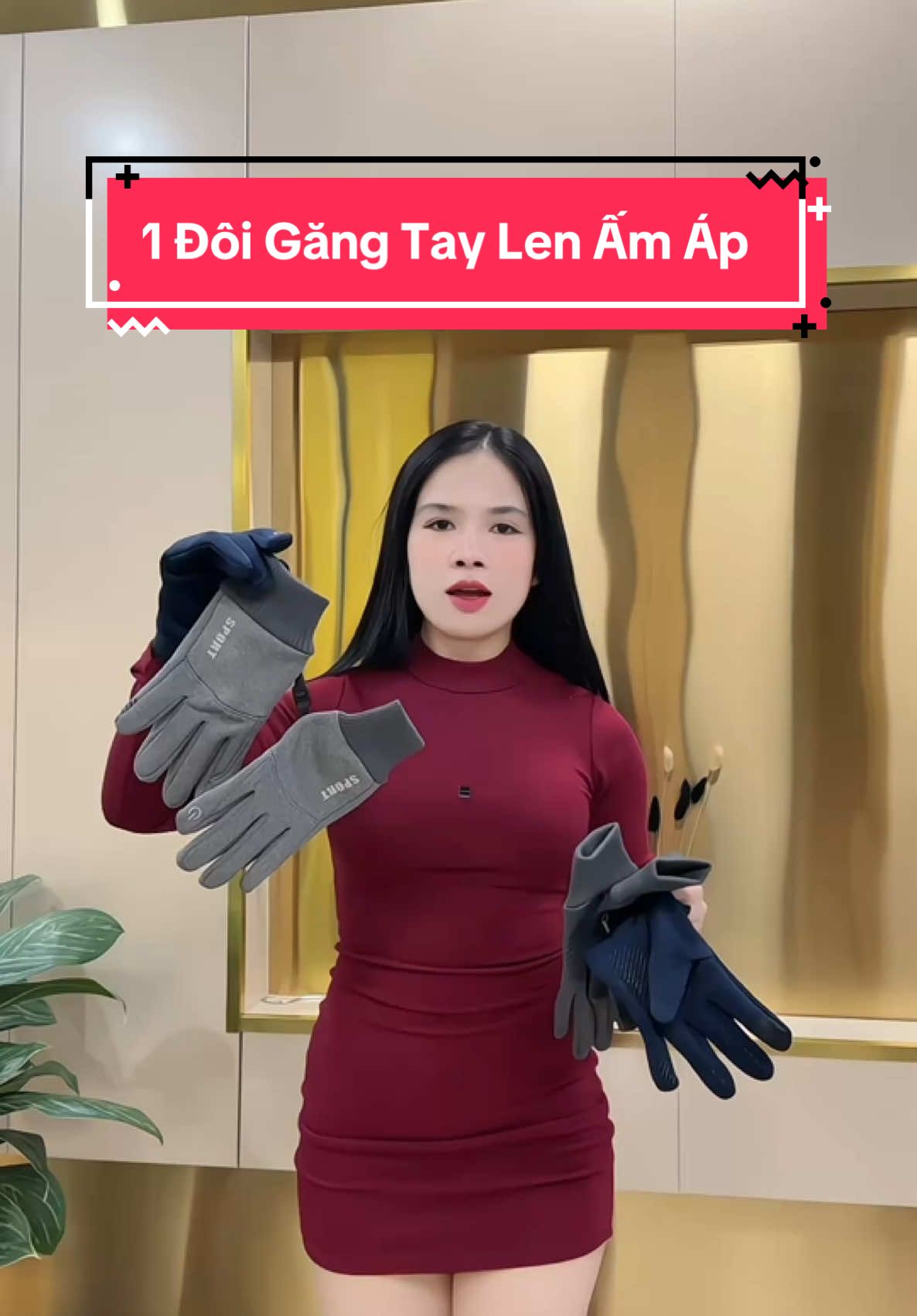 1 Đôi Găng Tay Len Ấm Áp