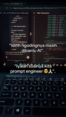 “Idihh ngodingnya masih dibantu AI”. “Iyalah soalnya kita prompt engineer 😎🙏”. #softwareengineer #software #coding #programming #website #websitedevelopment #webdevelopment #softwaredeveloper #program #web #websitedesign 