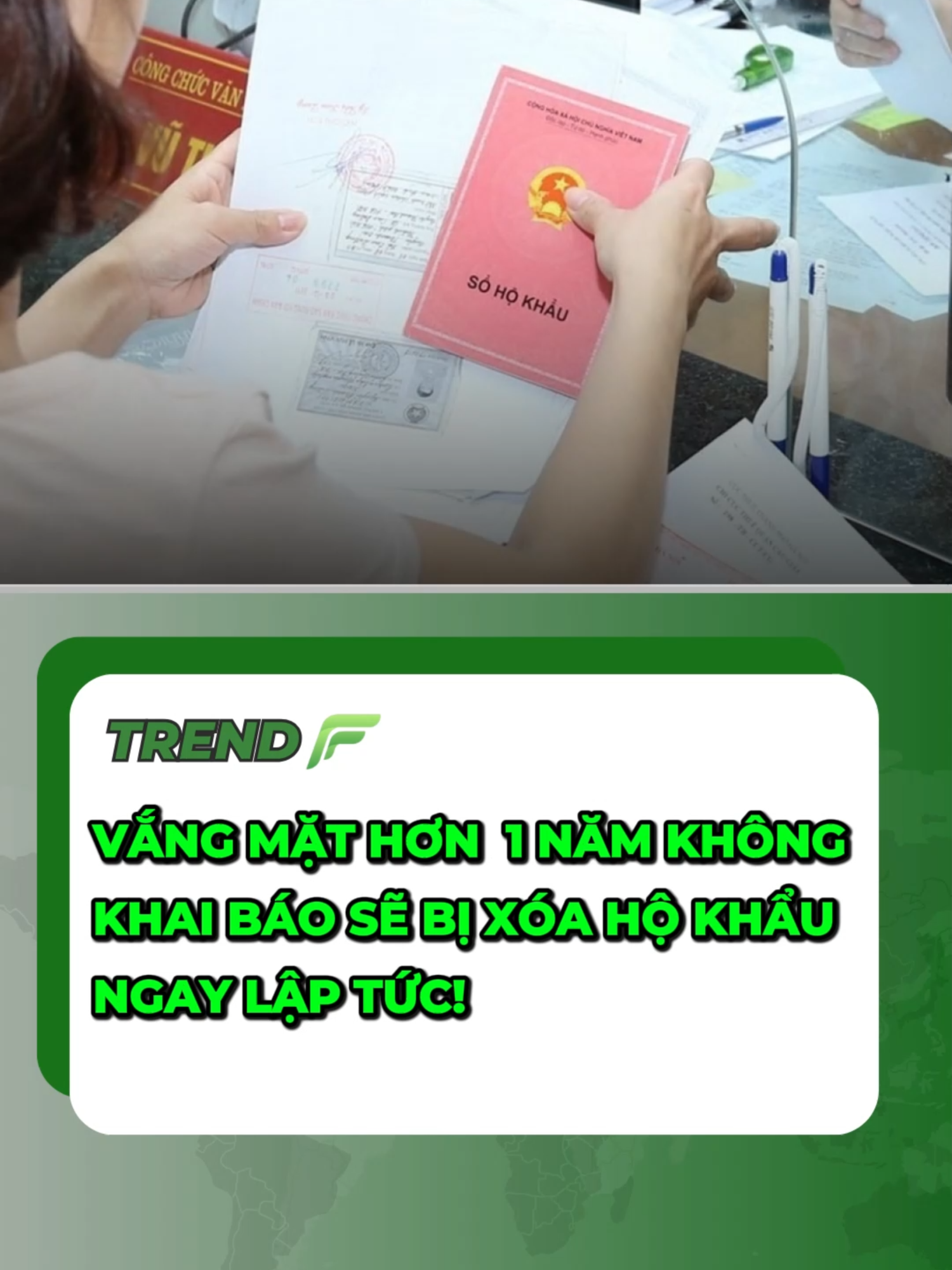 Vắng mặt hơn 1 năm không khai báo sẽ bị xóa hộ khẩu ngay lập tức!. #trendf #tiktoknews