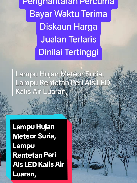 Lampu Hujan Meteor Suria, Lampu Rentetan Peri Ais LED Kalis Air Luaran, 