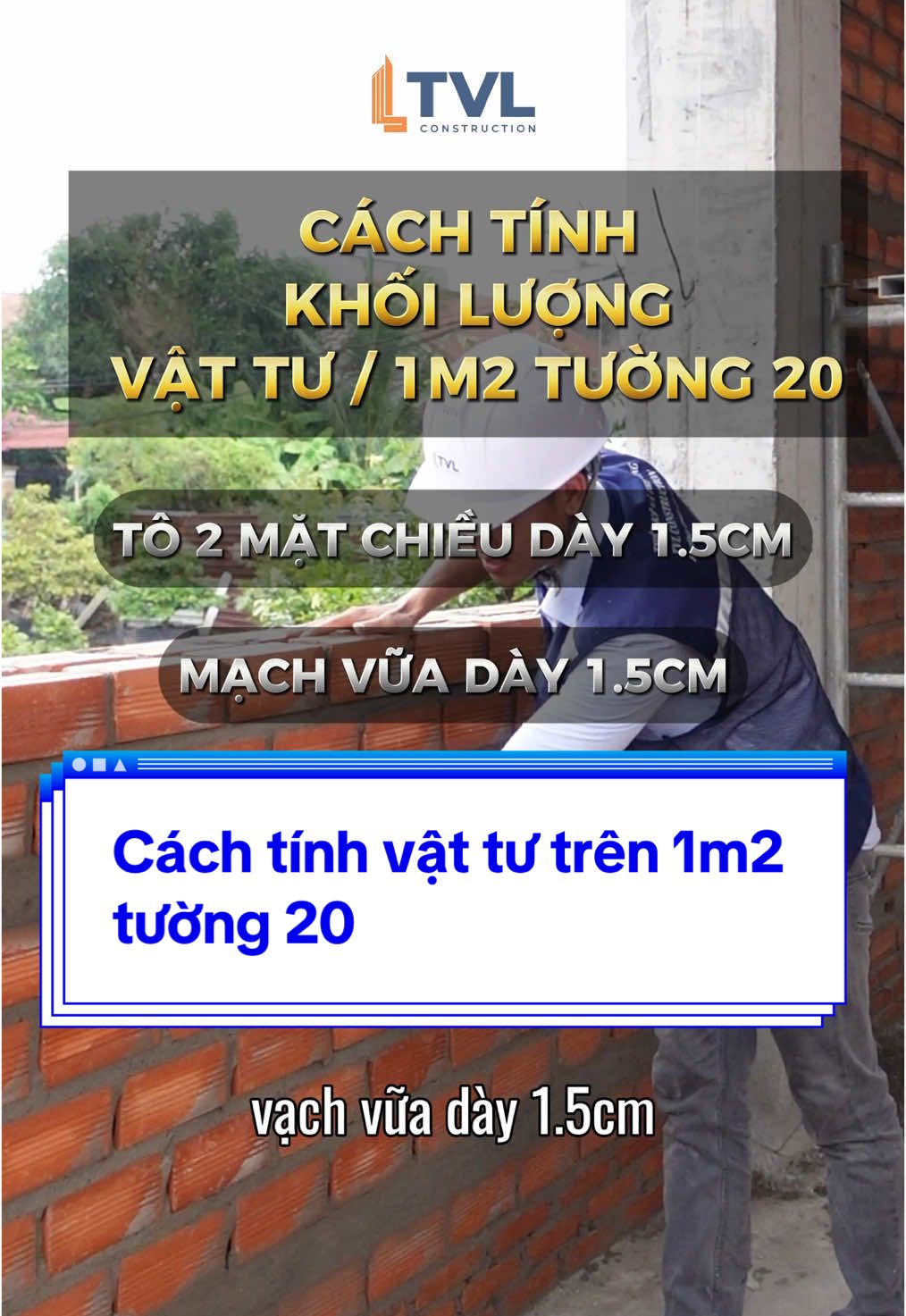 Cách tính vật tư trên 1m2 tường 20 #tuong20 #xaytuong #xaynha #xaydung #construction #xaynhatrongoi #thicongnhadep #thietkenhadep 