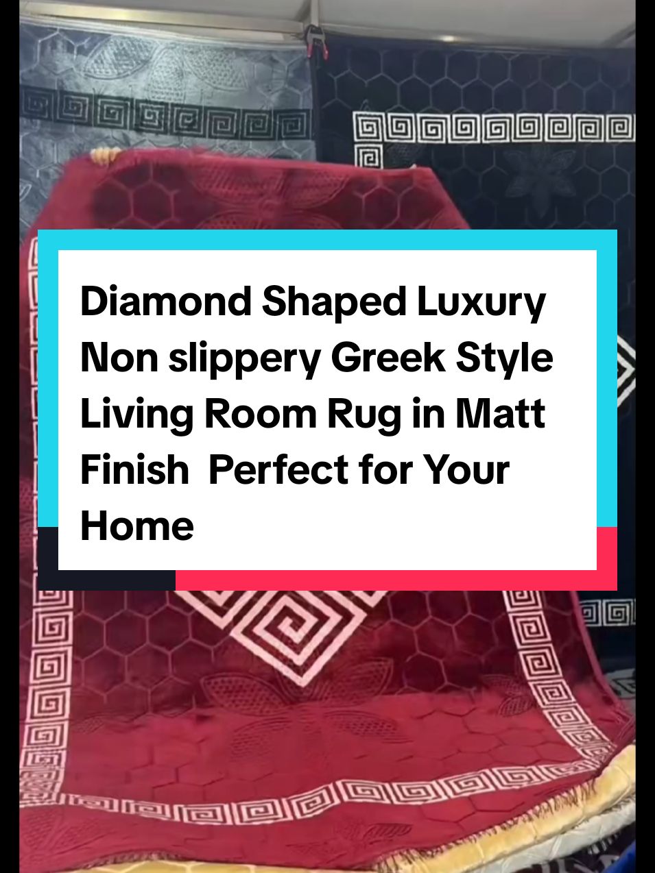 Diamond Shaped Luxury Non slippery Greek Style Living Room Rug in Matt Finish - Perfect for Your Home Decor  #luxury #nonslippery #non #slippery #slip #greek #style #livingroom #living #room #rug #matt #finish #homedecor #machine #washable #tiktokmademebuyit #tiktokshop 