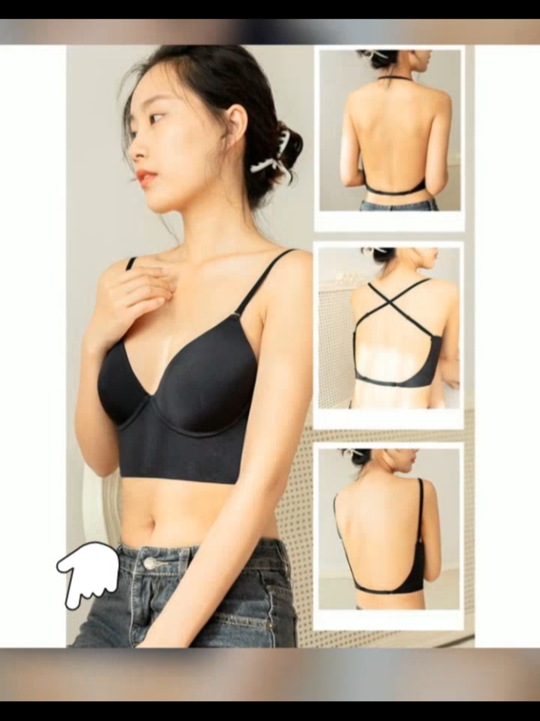 New Sexy Backless Women's Thin Cup Bra Steel Ring Push Up Female Lingerie Ladies Underwire Bra Adjusting The Chest Shape