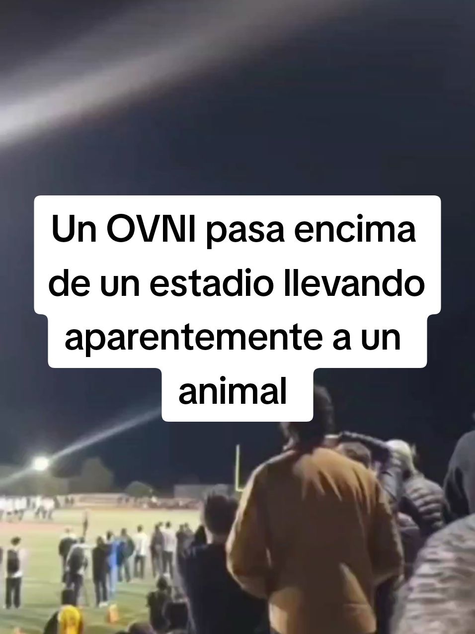 ANTE CIENTOS DE PERSONAS UN OVNI PASA POR ENCIMA DE UN ESTADIO. California, Estados Unidos, 16 de diciembre de 2024. Ante cientos de personas que asistían a un evento nocturno en un estadio, un OVNI cruzó a baja altura. El objeto tenía luces verdes en su entorno y lo más sorprendente, es que llevaba a una especie de animal suspendido debajo del objeto. Este extraño objeto que parecía estar atado a la nave, estaba iluminado con luces reflectantes. Si ralentizamos el vídeo podemos observar que se trata de un lobo, a ratos cambia de forma, prácticamente es un holograma está figura. #ovni #uap #ufo #fani #avistamiento #extraterrestres #alien #uaptiktok #ufotiktok #ovnistiktok #viral_video #ufocommunity #ufocatcher