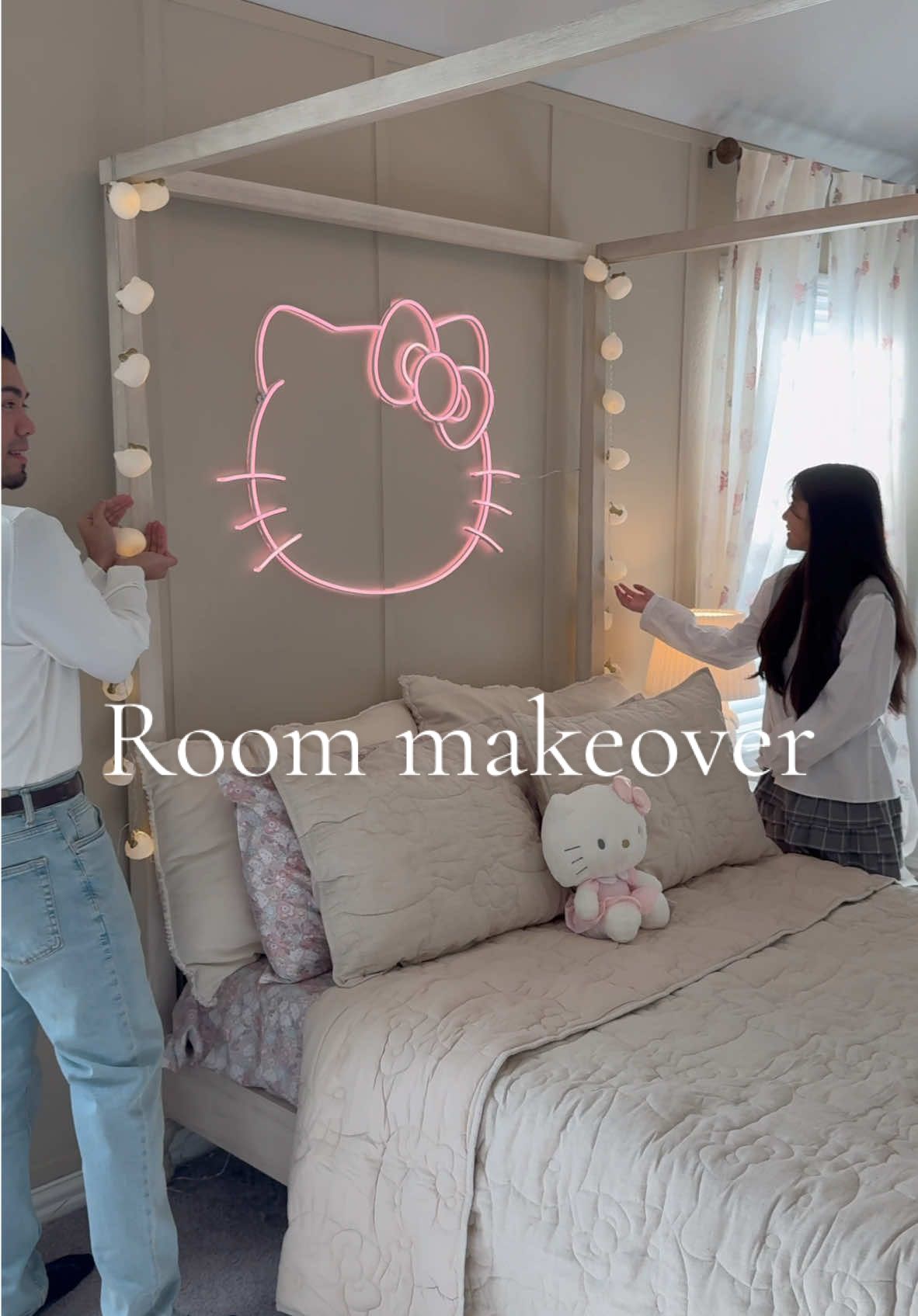 She loved it! ♥️🥹 #fyp #foryou #Relationship #couple #potterybarn #RoomTour #roommakeover #hellokitty 