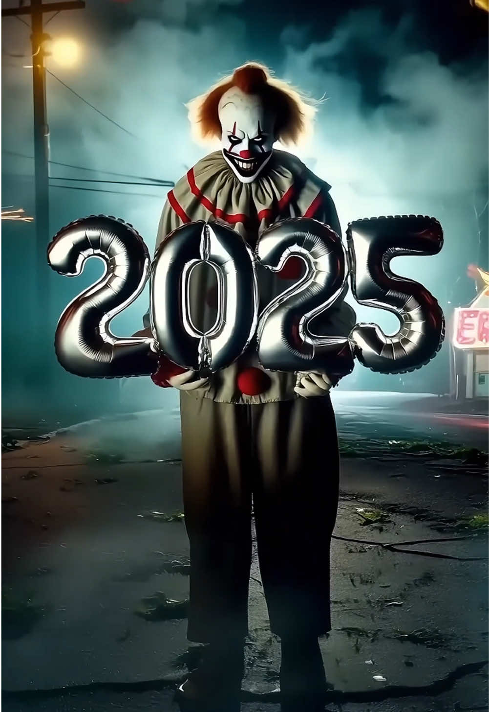 Happy New Year #mystery #creature #beast #scary #creepy  #horror #fear #nightmare #monster #spooky #dark #aireels #aishorts #aicontent #clown #creepyclown #newyear