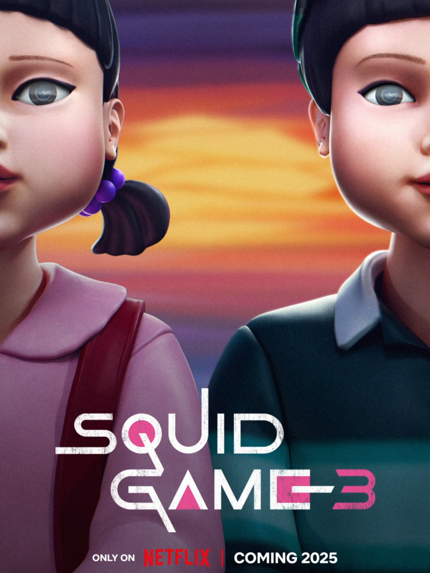 YOUNG-HEE & CHUL-SU.  SEASON 3, COMING IN 2025.  ONLY ON NETFLIX.  #SquidGame3