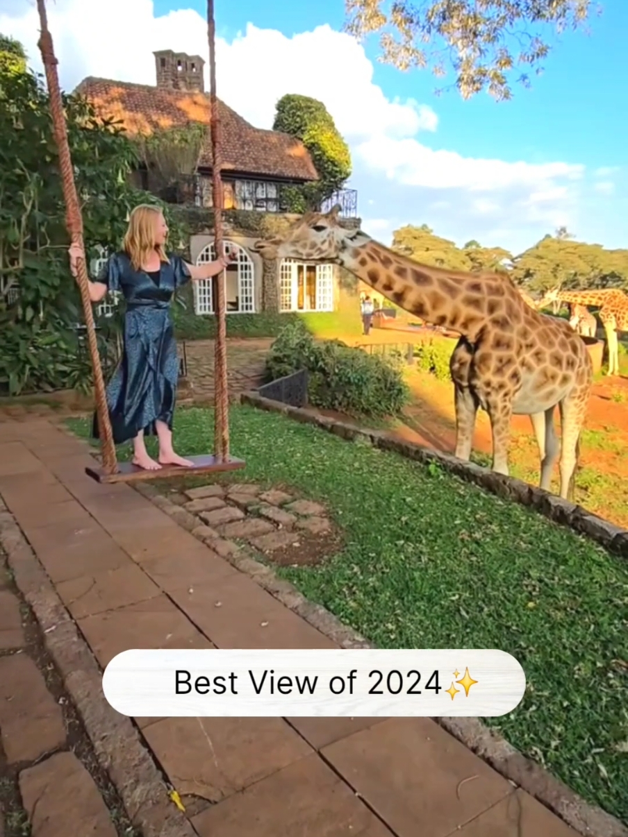 • Best View in 2024- Giraffe Manor •  An experience of a lifetime for Ang when she visited Kenya! She will forever cherish the moments at this bucket list location and that is why it's her pick for #bestview of 2024! #DynamicSisDuo #travelgram #giraffemanor #giraffe #bucketlist #travelafrica #travelkenya #MomsofTikTok #fyp 