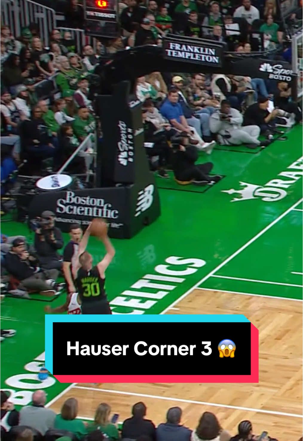 Sam Hauser hits a ridiculous 3 to beat the shot clock 🕰️‼️‼️ #NBA #Basketball #Celtics #SamHauser