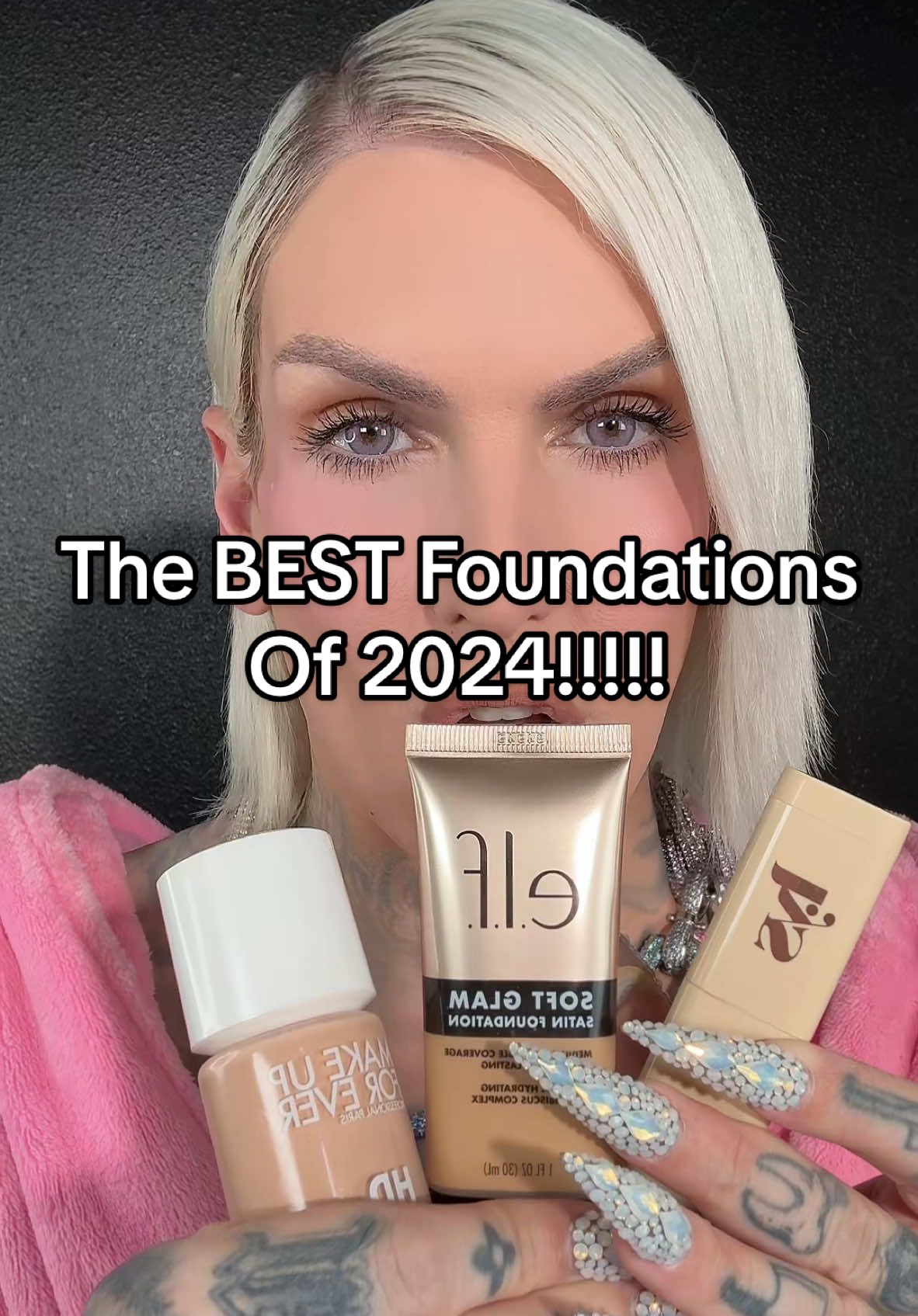 The BEST Jeffree Star Approved foundations of 2024!!!! 🎉🥳 Categories are: luxury, affordable and stick formula! Who are the winners??? Watch and find out!!! #makeup #jeffreestar #foundation #makeupreview #affordablemakeup #elf #lys #makeupforever #sephora #bestof2024 #fyp