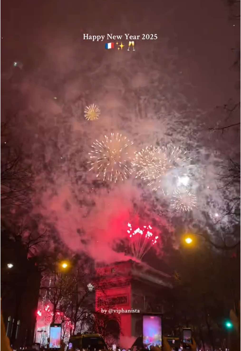 Happy New Year 2025 ✨🥂 #paris #2024 #2025 #fireworks #champselysees #arcdetriomphe 