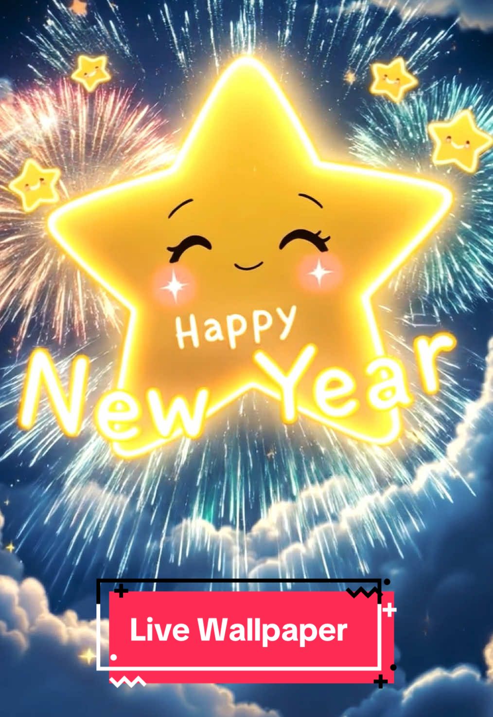 Shine bright in the New Year! ✨ These sparkling star wishes you a Happy New Year! 🎆 Set as Wallpaper #NewYear #NewYearsEve #Cute #2025 #4k 