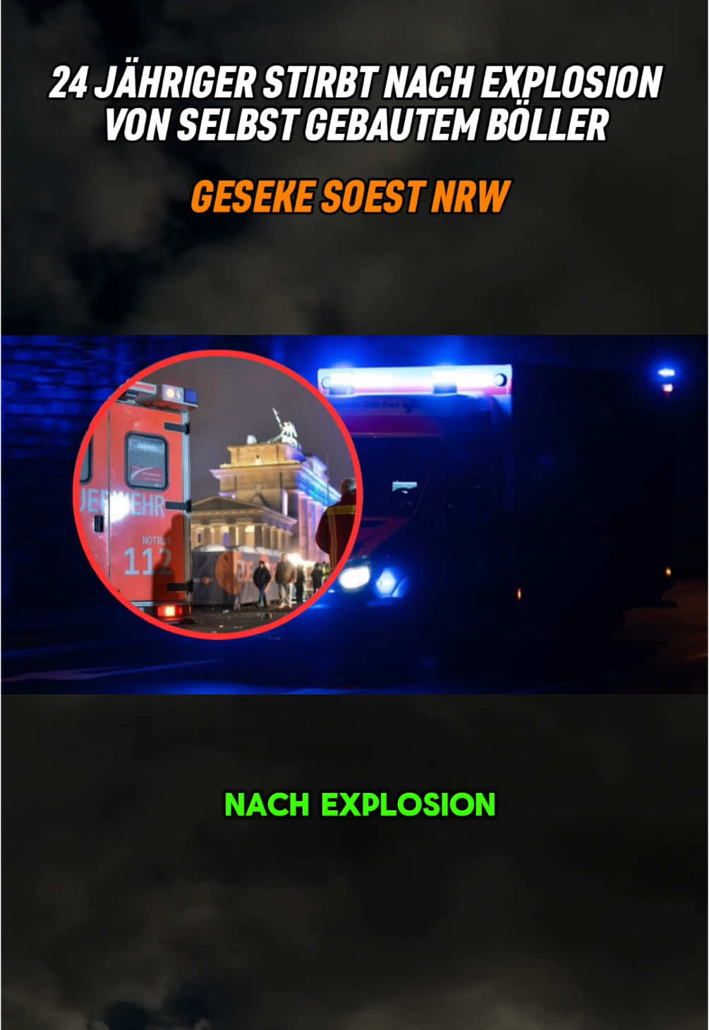 Ruhet in Frieden 🙏🥺 24 jähriger stirbt nach Explosion von selbst gebautem Feuerwerk in Geseke NRW. Zweiter Tod an Silvester dieses Jahr. Notärzte konnten nicht mehr helfen der Mann starb noch am Ort der Explosion neben seinen Freunden. Anwohner haben einen lauten Knall gehört und wussten dass etwas schlimmes passiert ist. Schreckliches Silvester Unglück in Geseke Soest NRW. Ein vierundzwanzigjähriger starb nach der Explosion von selbst gebautem Feuerwerk. Der Notruf erreichte die Leitstelle in der Silvesternacht um dreiundzwanzig Uhr aus Geseke. Zuvor hatte er sich noch mit seinen Freunden Gruppe zusammen versammelt. auf einem Feld am Ortsrand aufgehalten. Dann hat er sich von ihnen entfernt um das Feuerwerk zu zünden und nach dem Knall fanden die Freunden ihn tot auf der Straße. #24jährigergeseke #geseke #soest #nrw #tod #silvester #silvester2025 #ruheinfrieden #eltern #selbstgebaut #feuerwerk 