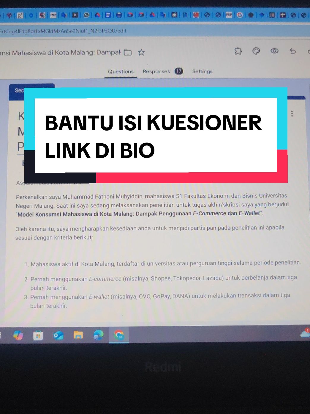 link ada di bio & komen guys🥹🥹 #kuesionerskripsi #kuesionerpenelitian #kuesioner #kuesioneronline 