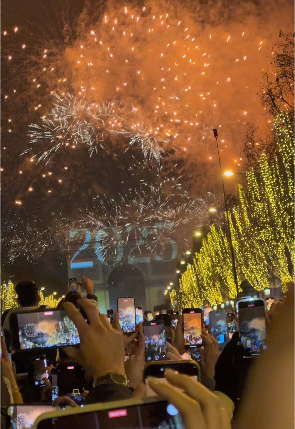 Happy New Year in Paris 🇫🇷 #happynewyear #happynewyear2025 #lentejas #newyear2025 #champselysees #arcdetriomphe #paris #fireworks2025  #vibes